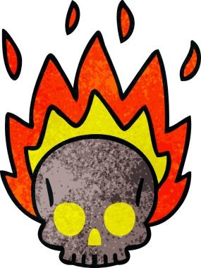 Bir insan tarafından çizilmiş tuhaf bir kafatası.