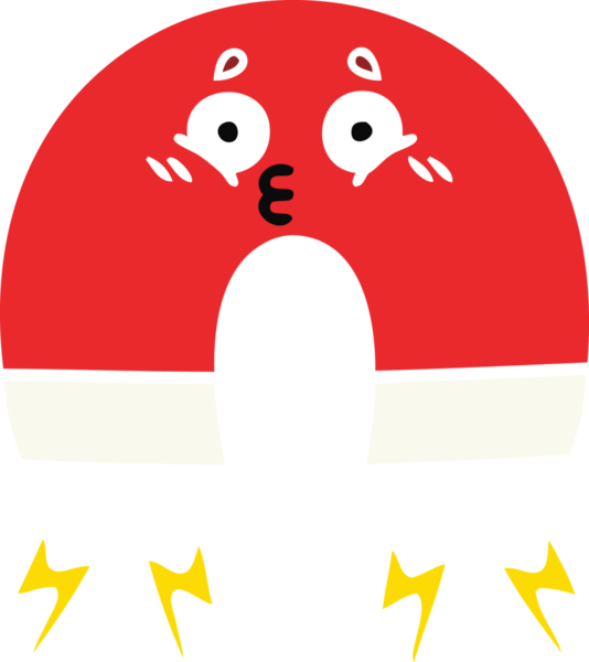 Bir insan tarafından çizilen mıknatısın düz renk retro karikatürü