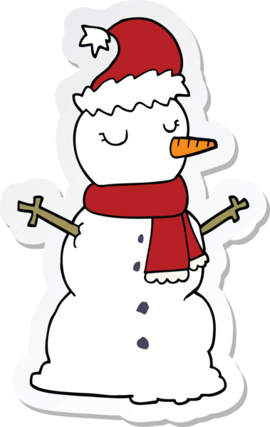 Bir insan tarafından çizilmiş bir kardan adamın çıkartması.