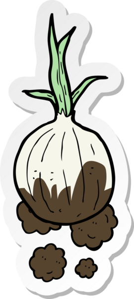 Bir insan tarafından çizilmiş organik soğan karikatürü çıkartması.