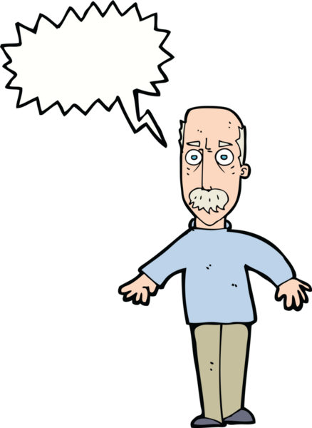 Bir insan tarafından çizilen konuşma baloncuğuyla yaşlı bir adamı sinirlendiren çizgi film.