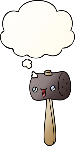 bir insan tarafından çizilmiş yumuşak eğimli düşünce baloncuklu çizgi film tokmağı