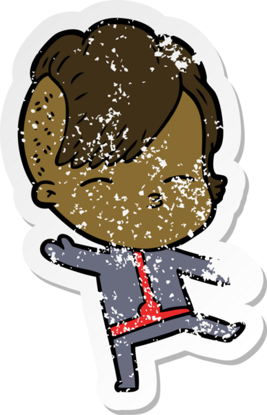 Bir insan tarafından çizilmiş fütüristik giysiler giyen bir çizgi film kızının sıkıntılı çıkartması.