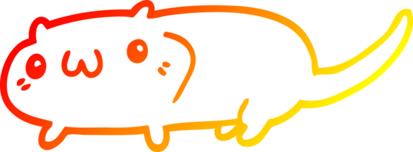 Bir insan tarafından çizilmiş çizgi film kedisinin sıcak çizgi çizimi