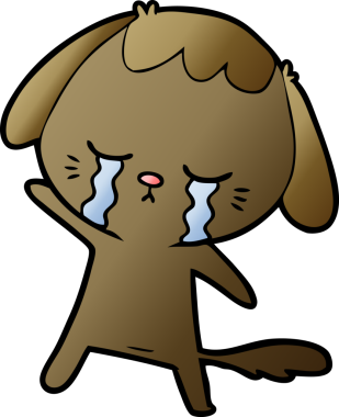Bir insan tarafından çizilmiş ağlayan bir köpek.