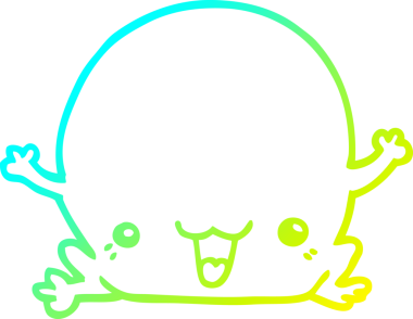 Bir insan tarafından çizilmiş bir kurbağanın soğuk çizgi çizimi.