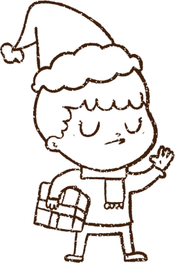 Bir insan tarafından çizilen Noel Çocuğu Kömür Çizimi