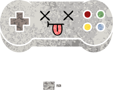 Bir insan tarafından çizilmiş bir oyun denetleyicisinin retro illüstrasyon tarzı karikatürü