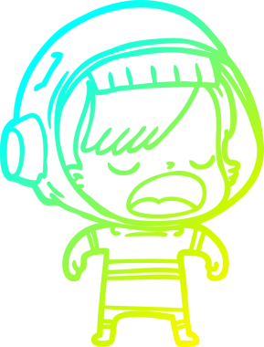 Bir insan tarafından çizilmiş bir karikatür astronot kadın çizimi.