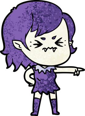 Bir insan tarafından çizilmiş kızgın vampir kız.