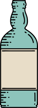 Bir insan tarafından çizilmiş geleneksel bir şişe dövmesi.