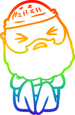 Bir insan tarafından çizilmiş sakallı bir karikatür çizimi.