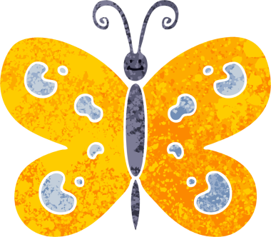 Bir insan tarafından çizilmiş garip çizim tarzı kelebek.