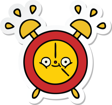 Bir insan tarafından çizilmiş şirin bir çizgi film çalar saatinin çıkartması.