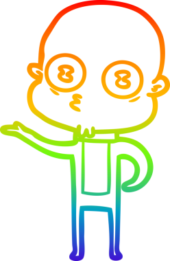 Gökkuşağı gradyan çizgi çizimi Bir insan tarafından çizilmiş garip kel uzay adamı