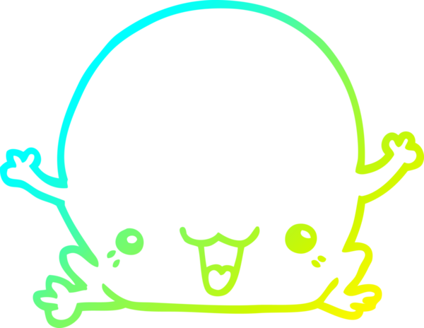 Bir insan tarafından çizilmiş bir kurbağanın soğuk çizgi çizimi.