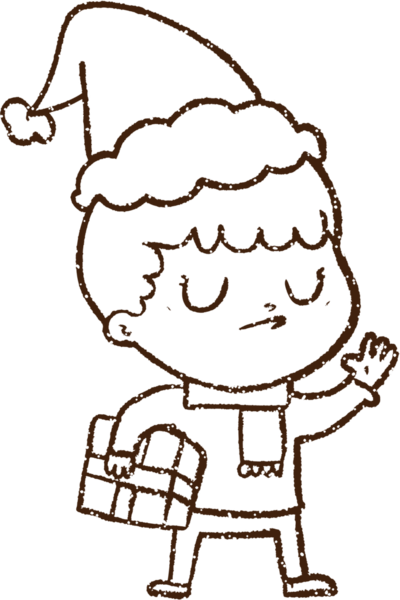 Bir insan tarafından çizilen Noel Çocuğu Kömür Çizimi