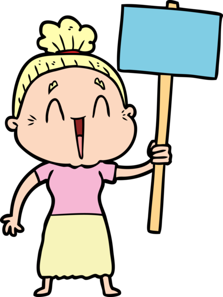 Bir insan tarafından çizilmiş mutlu yaşlı kadın çizgi filmi.