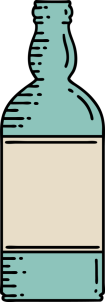 Bir insan tarafından çizilmiş geleneksel bir şişe dövmesi.