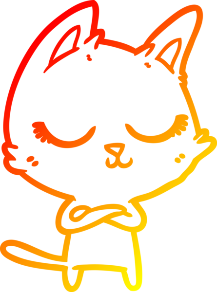 Bir insan tarafından çizilmiş sakin bir çizgi film kedisinin sıcak çizgi çizgisi.