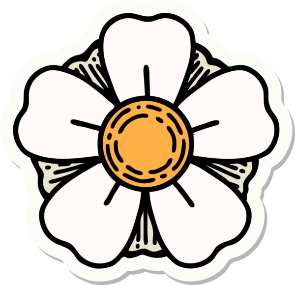 Bir insan tarafından çizilmiş geleneksel bir çiçek stiliyle dövme çıkartması.