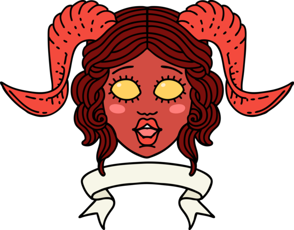 Retro Dövme Biçimi karakter yüzünü bir insan tarafından çizilmiş parşömen pankartıyla düzenliyor