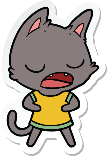 Bir insan tarafından çizilmiş konuşan kedi karikatürü.