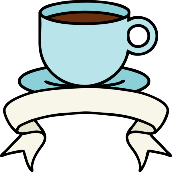 Bir insan tarafından çizilmiş bir fincan kahvenin bayrağıyla geleneksel dövme.