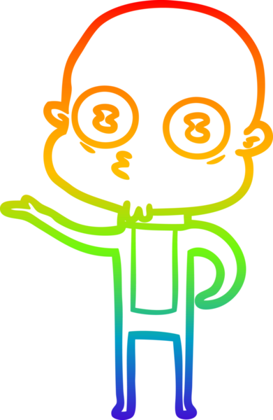 Gökkuşağı gradyan çizgi çizimi Bir insan tarafından çizilmiş garip kel uzay adamı