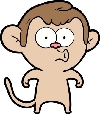 Bir insan tarafından çizilmiş korna çalan maymun.