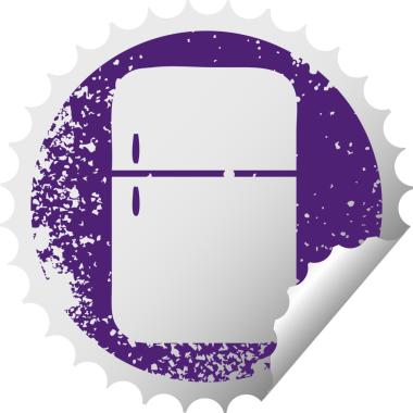 Bir insan tarafından çizilmiş buzdolabının sıkıntılı, dairesel kabuk soyma etiketi sembolü.