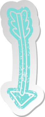 Bir insan tarafından çizilmiş bir okun eski çizgi film çıkartması