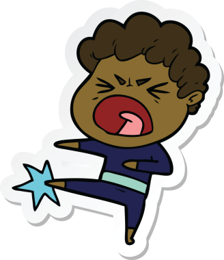 Bir insan tarafından çizilmiş öfkeli bir adamın karikatür çıkartması.