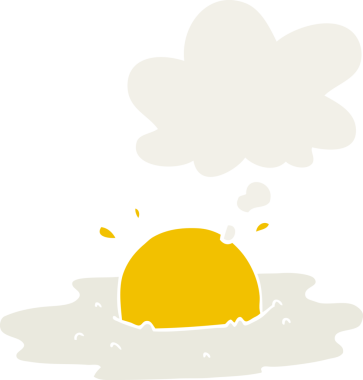 Düşünce baloncuklu çizgi film sahanda yumurta insan tarafından çizilmiş.