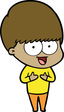 Bir insan tarafından çizilmiş mutlu çizgi film çocuğu.