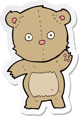 Bir insan tarafından çizilmiş oyuncak ayının çıkartması.