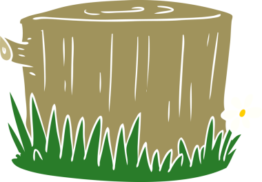 Bir insan tarafından çizilmiş düz renk çizgi film ağaç kütüğü