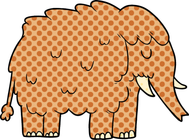 Bir insan tarafından çizilmiş mamut çizgi filmi.