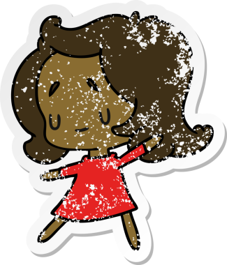 Bir insan tarafından çizilmiş sevimli bir kawai kızının sıkıntılı karikatür çizimi