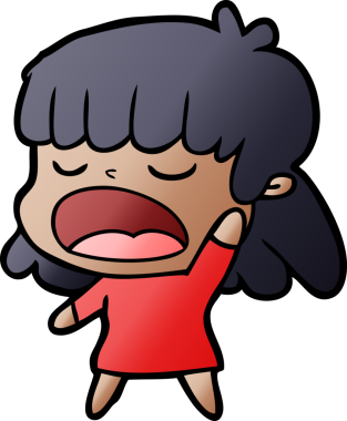 Çizgi filmdeki kadın bir insan tarafından yüksek sesle çizilmiş.