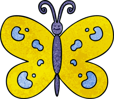 Bir insan tarafından çizilmiş garip bir kelebek çizimi.