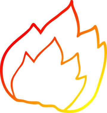 Bir insan tarafından çizilen çizgi film ateşinin sıcak eğim çizgisi.