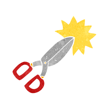 Bir insan tarafından çizilmiş el yazması retro makas.