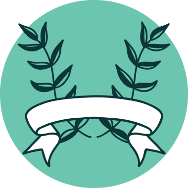 bir insan tarafından çizilmiş defne sancağıyla dövme stili simgesi