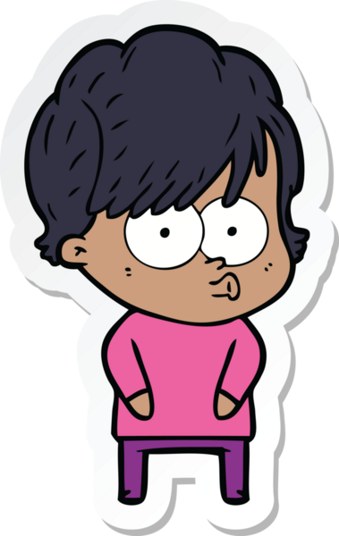 Bir insan tarafından çizilmiş bir karikatür kadının çıkartması.