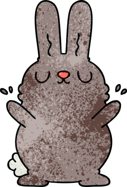 Bir insan tarafından çizilmiş garip çizgi film tavşanı.