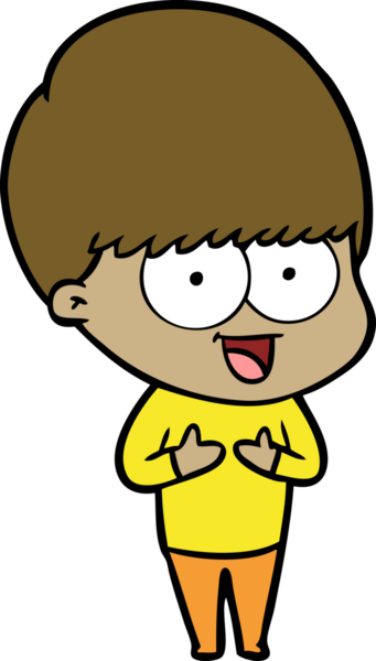 Bir insan tarafından çizilmiş mutlu çizgi film çocuğu.