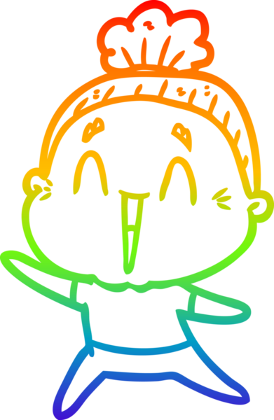 Gökkuşağı gradyan çizgi çizimi Bir insan tarafından çizilmiş mutlu yaşlı kadın