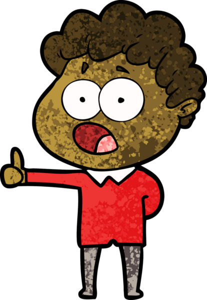 Bir insan tarafından çizilmiş bir karikatür adamı şaşkınlıkla nefes nefese kaldı.