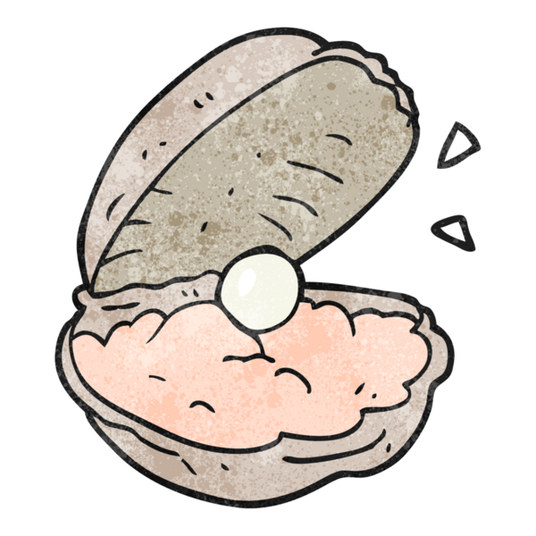 Bir insan tarafından çizilmiş el yapımı istiridye desenli bir çizgi film.